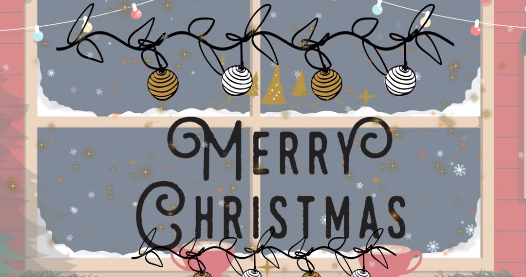 Cozy Christmas Window with Festive Lights and Greeting