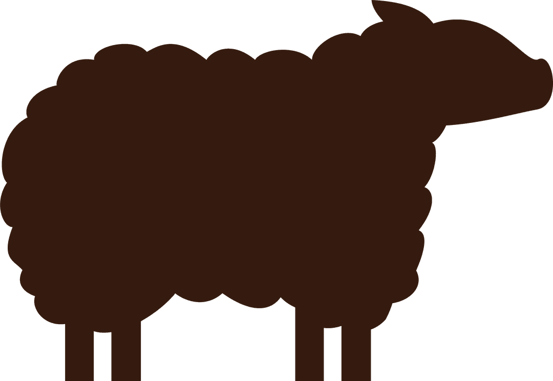 Dark Brown Sheep Silhouette in Minimalist Vector Style