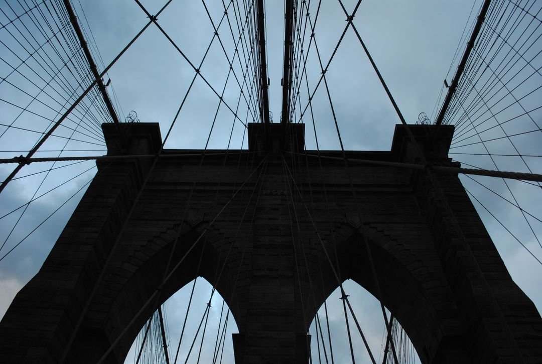 Silhouette View of Historic Suspension Bridge at Dusk - Free Images, Stock Photos and Pictures on Pikwizard.com