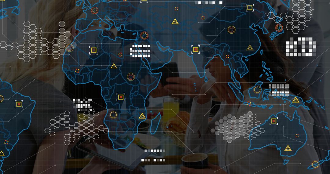 Team Collaboration with Global Digital Overlay at Cafe