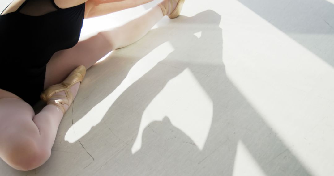 Ballet Dancers Stretching with Shadows on Floor - Free Images, Stock Photos and Pictures on Pikwizard.com