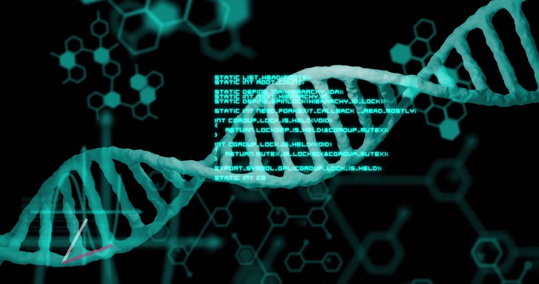 Futuristic digital dna interface with advanced coding elements
