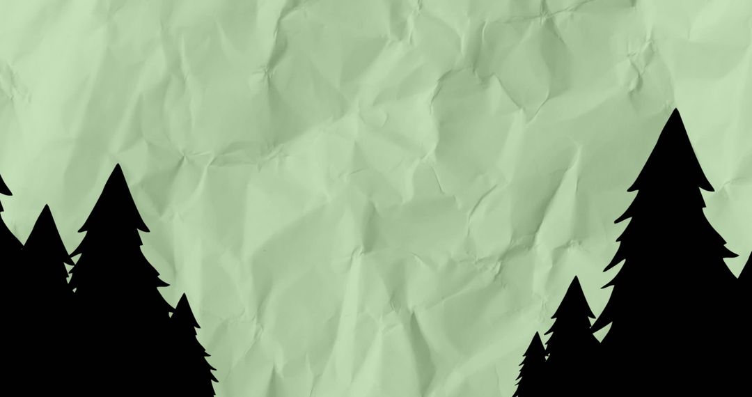 Silhouette Pine Trees on Textured Green Background