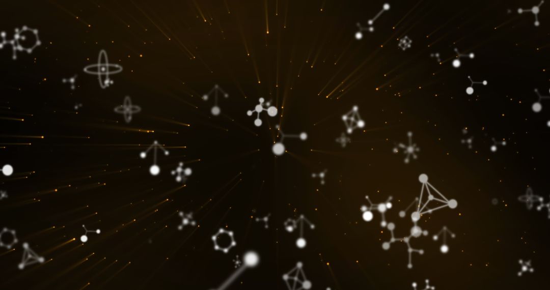 Abstract Spinning Molecular Structures on Dark Background