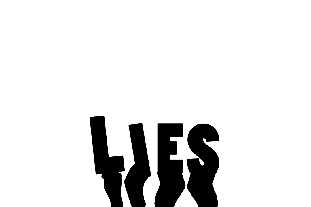 Transparent Hands Holding Lies Text Symbolizing Deception