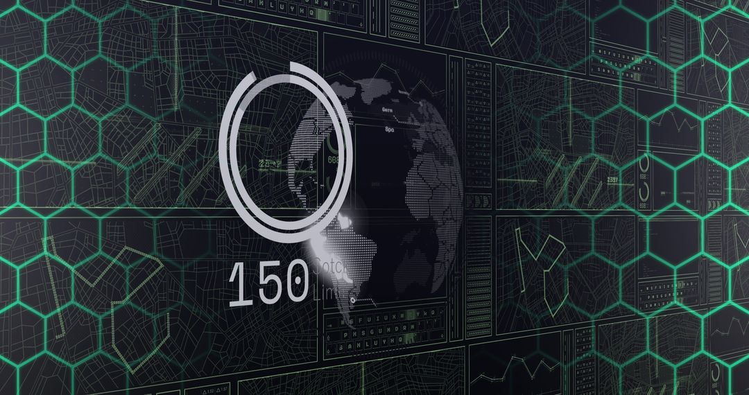 Futuristic Digital Interface with Data Patterns and Global Visualizations - Free Images, Stock Photos and Pictures on Pikwizard.com