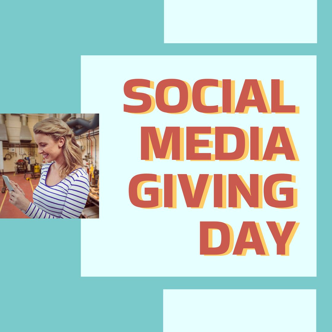 Social Media Giving Day Promotion with Woman on Smartphone