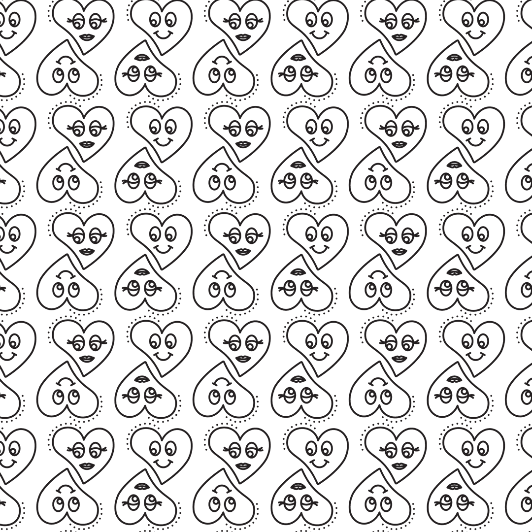 Seamless Black Heart Pattern Transparent Background for Valentines
