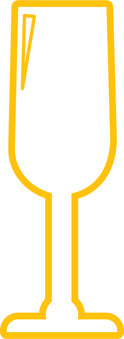Yellow Wine Glass Outline on Transparent Background Illustration