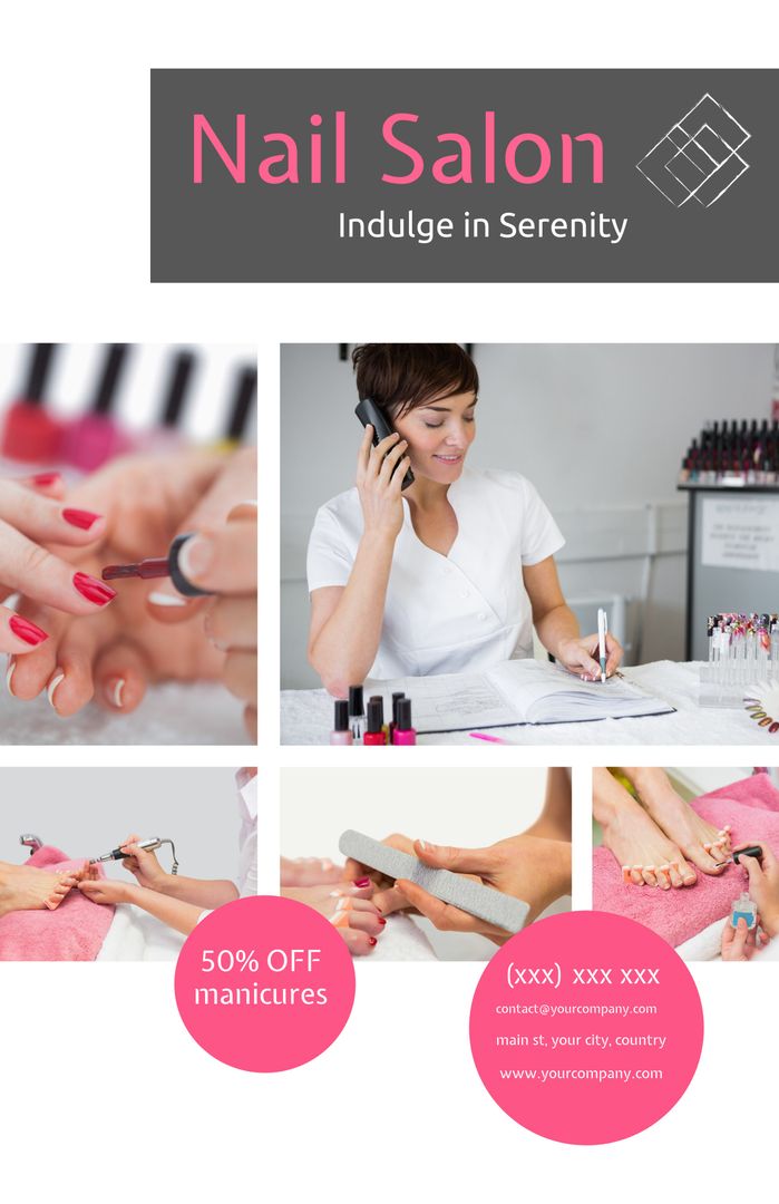 Nail Salon Promotion Featuring Relaxing Manicure and Pedicure Services - Download Free Stock Templates Pikwizard.com