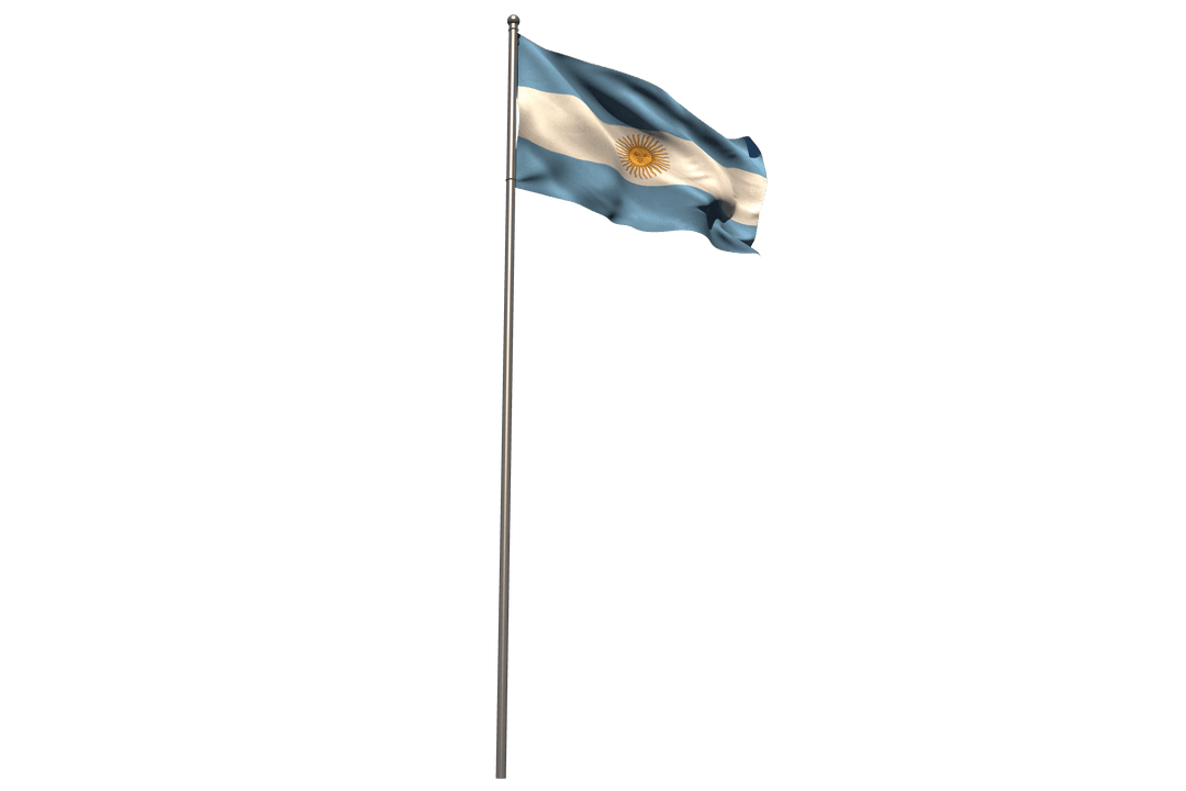 Transparent Flagpole Waving Argentina Flag Isolated