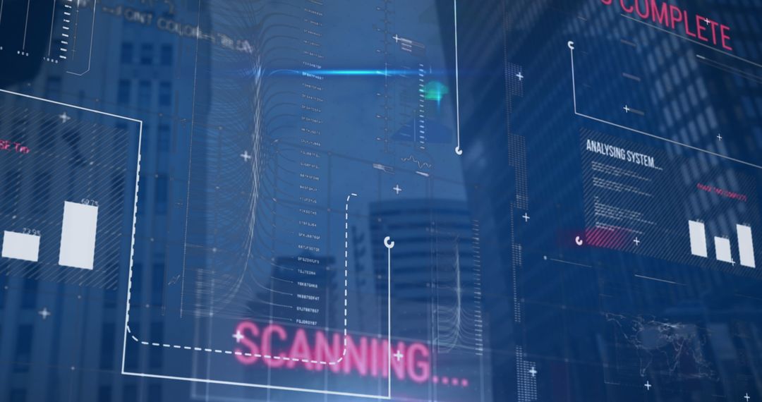 Abstract Data Processing Technology Interface Cityscape Background