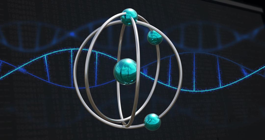 Futuristic Molecular Structure with DNA Helix and Data Visualization