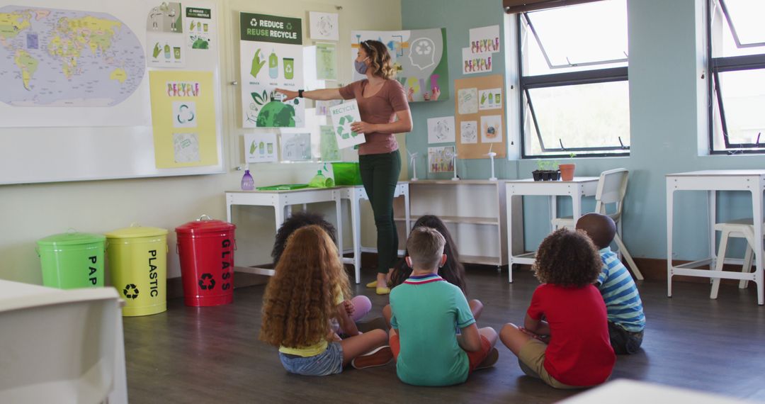 Teacher Explaining Recycling to Children in Classroom - Free Images, Stock Photos and Pictures on Pikwizard.com