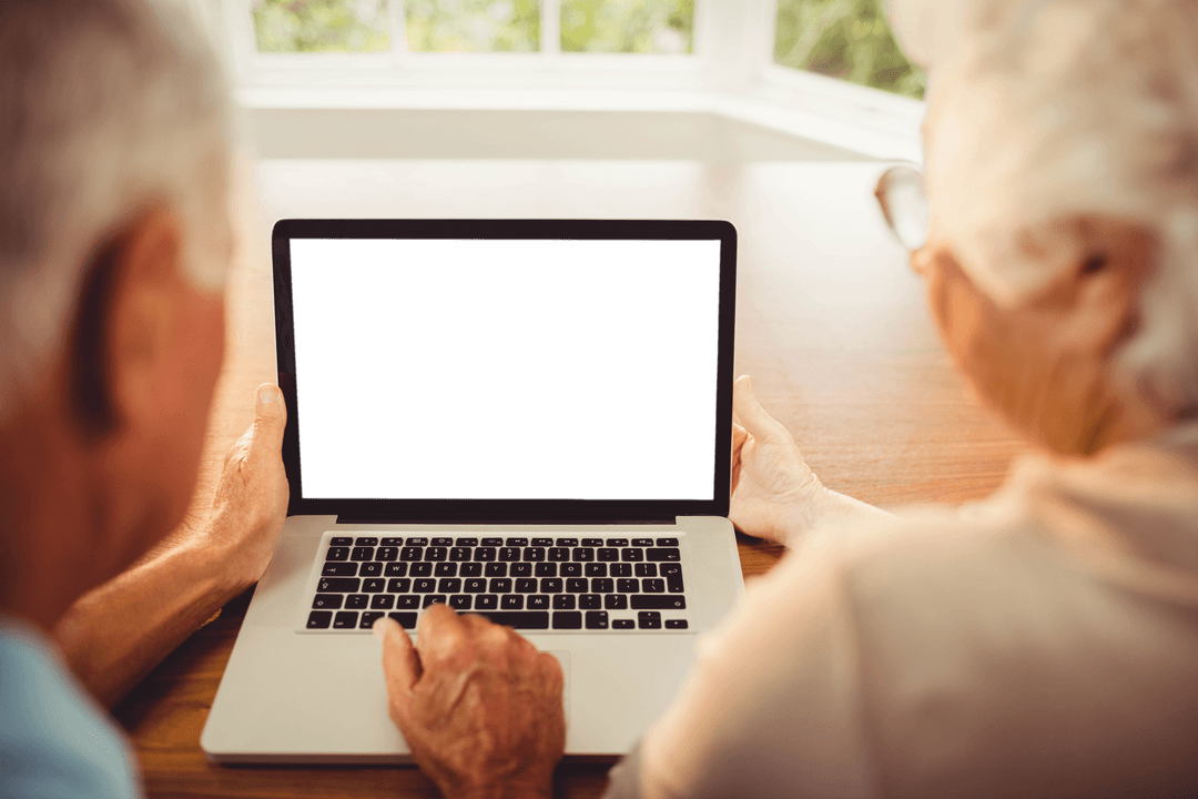 Transparent Computer Gaze of Senior Couple from Behind