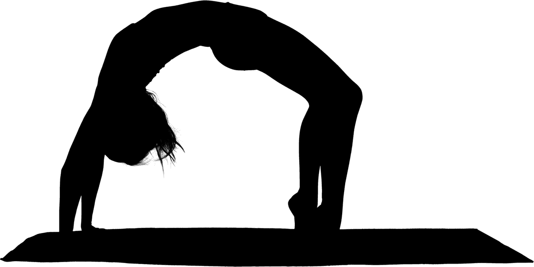 Silhouette of Women Bending Over Backwards in Transparent Style