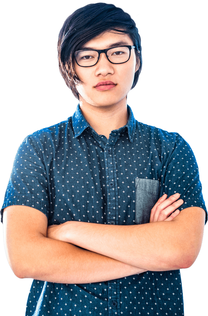 Confident Young Professional with Crossed Arms on Transparent Background