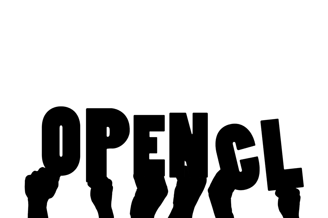 Digitally Illustrated OpenCL Text with Hands Transparent Background