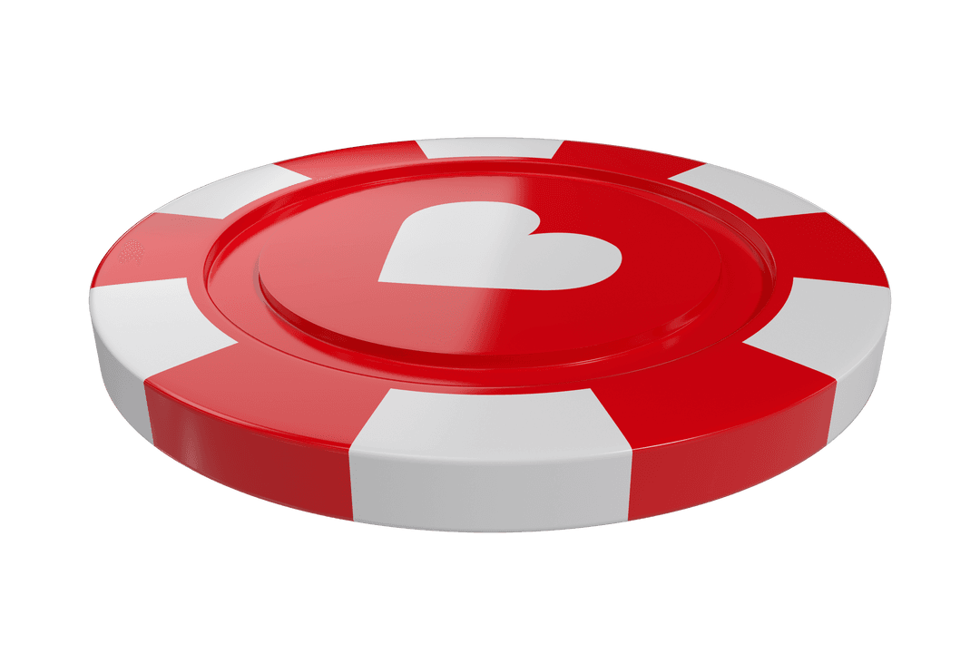 Transparent Red Casino Chip with Heart Symbol for Romantic Gaming