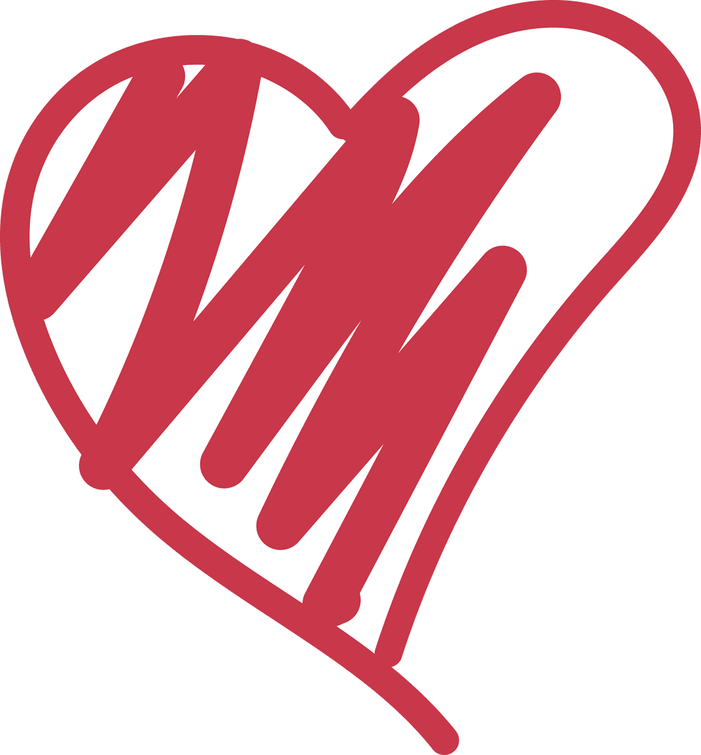 Hand Drawn Red Heart Illustration on Transparent Background