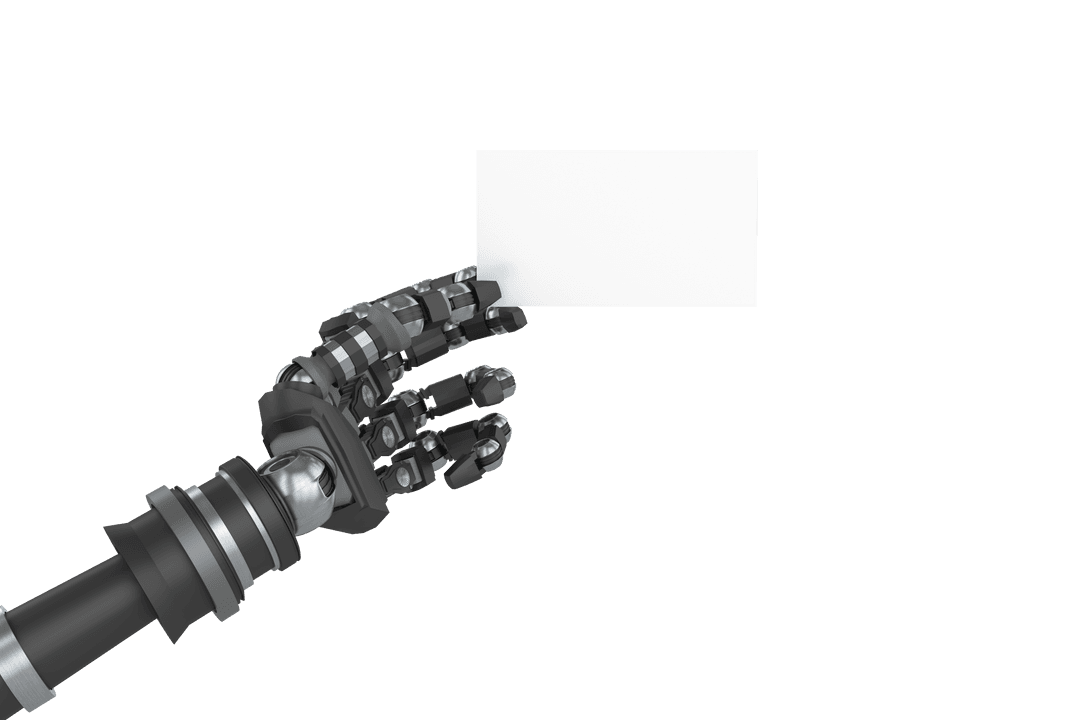 Robotic Arm Gripping Transparent Placard Mockup Design