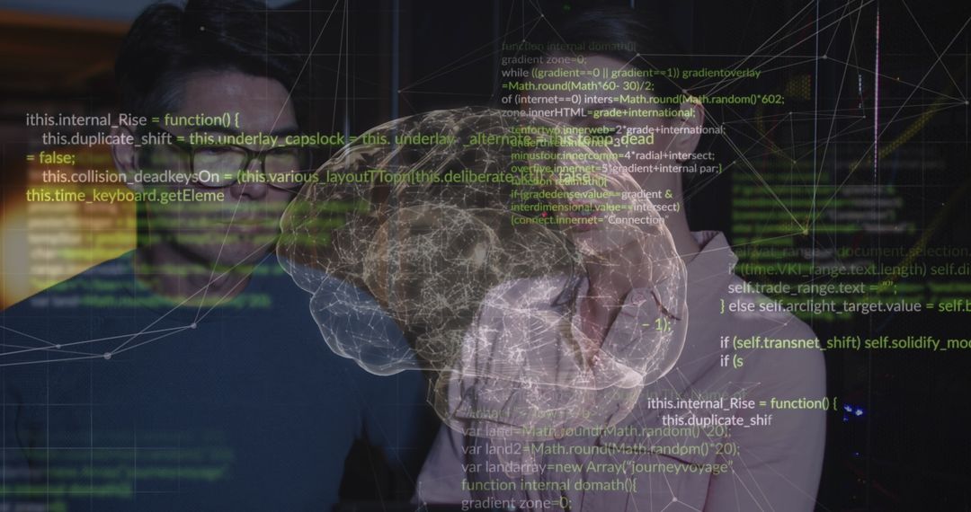 Digital Brain with Diverse IT Experts In Server Room