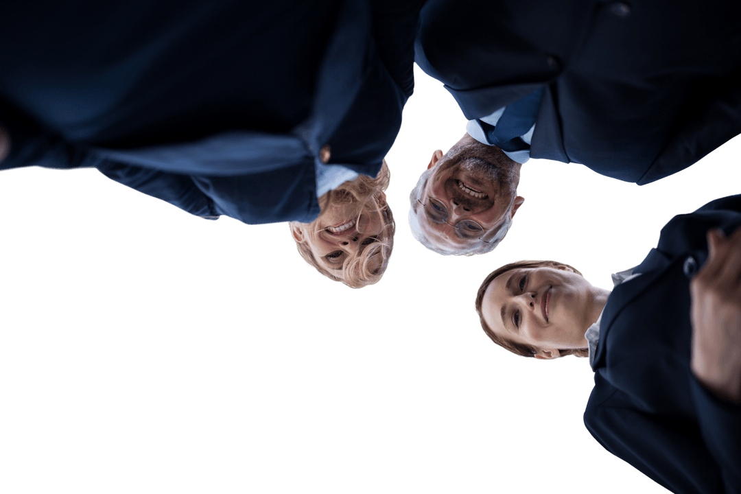 Low Angle View of Professionals in a Transparent Discussing Pose