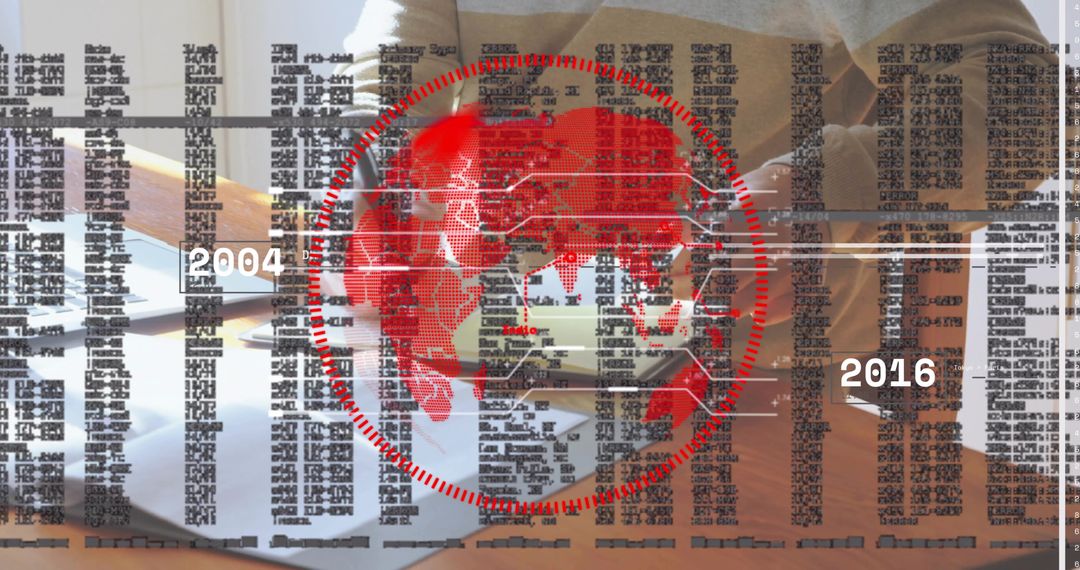 Senior Professional Analyzing Data on Laptop with Global Projection