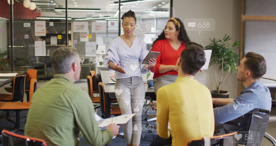 Diverse Business Team Engaging in Social Media Strategy Discussion