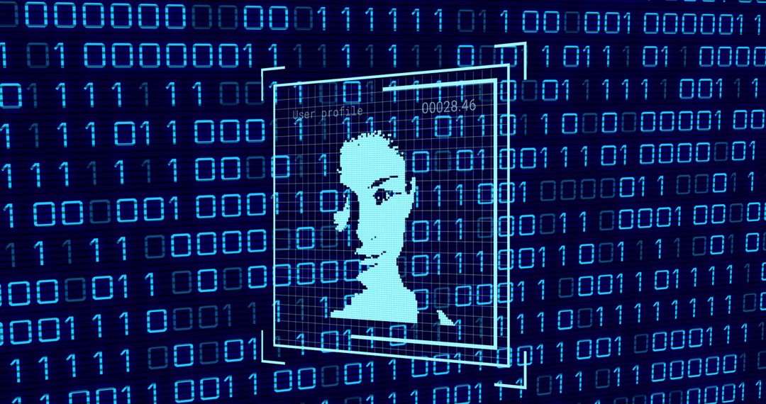 Digital Identity Profile Amidst Binary Code Background