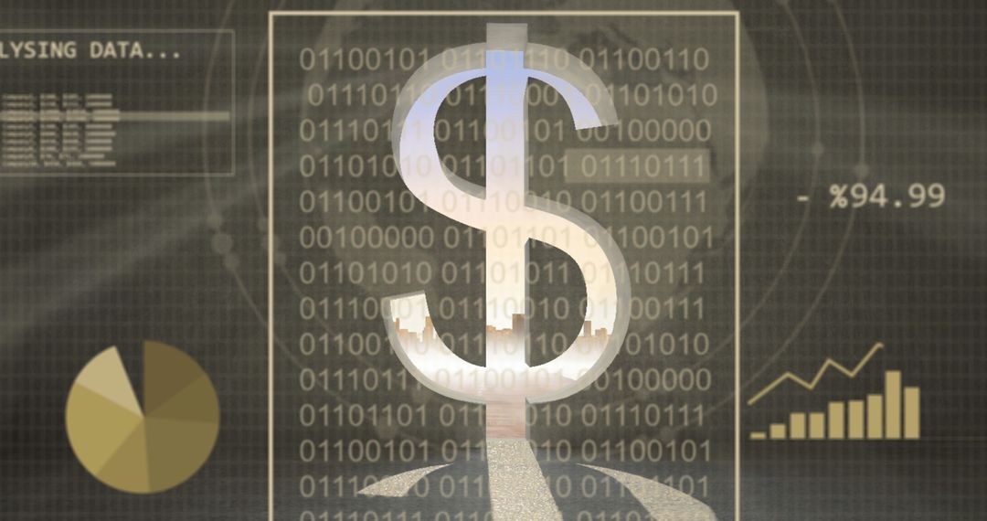 Financial Data Processing with Dollar Symbol and Analytics Background