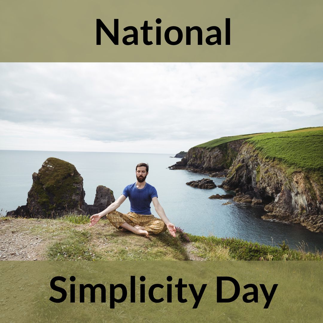 Man Practicing Yoga by Coastal Cliffside for National Simplicity Day