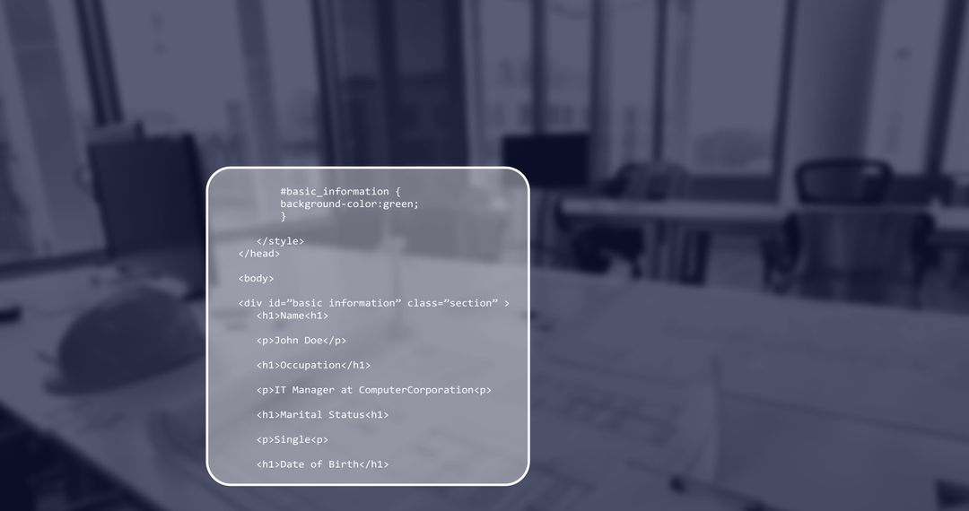 Digital Data Processing Overlaid on Office Scene
