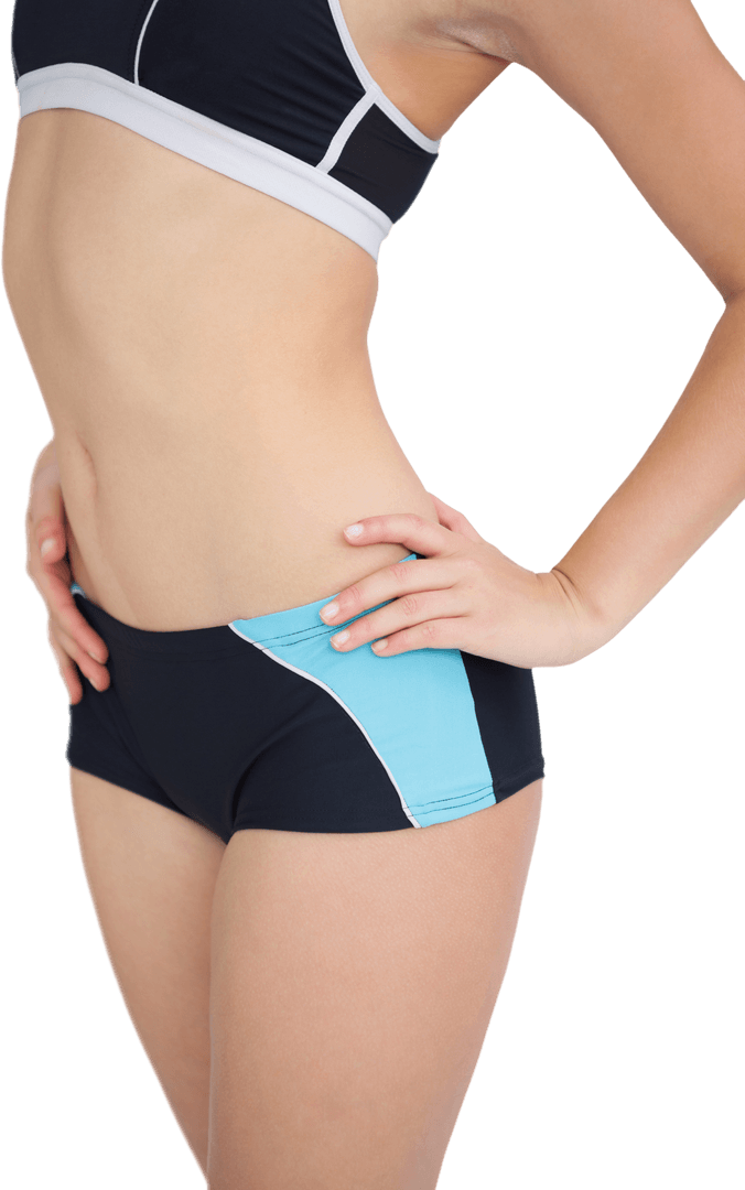 Fit Woman's Midsection in Sportswear Transparent Background