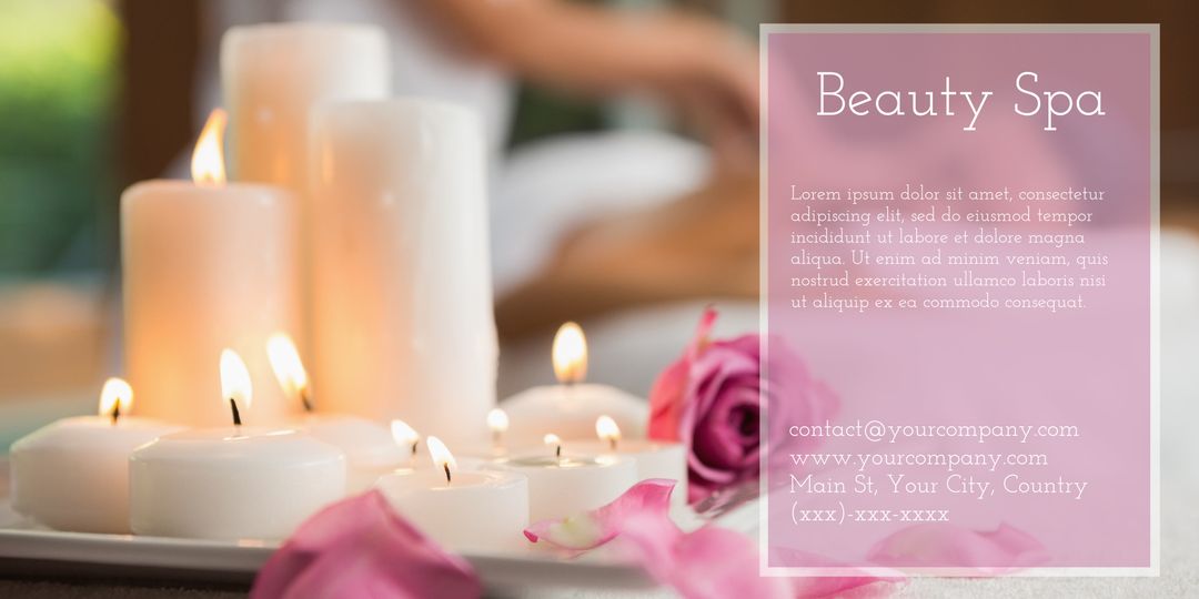Candles and Rose Petals Creating Relaxing Spa Ambience