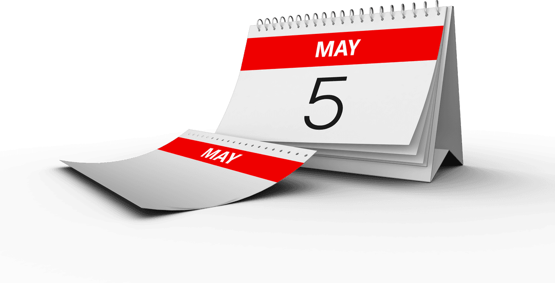 May 5 Transparent Calendar Page for Planning Concept