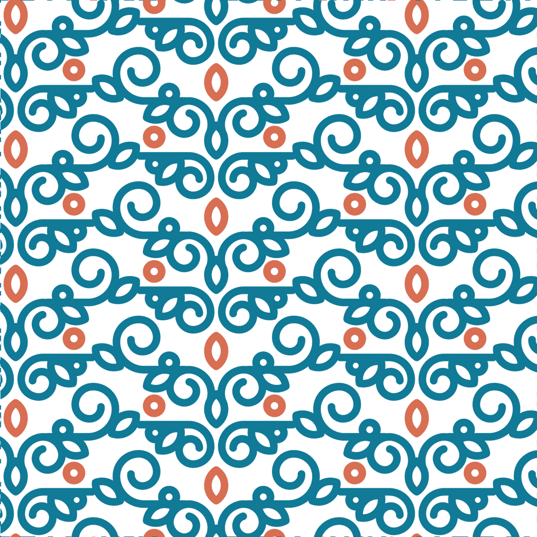 Vibrant Red and Blue Ornamental Pattern on Transparent Background