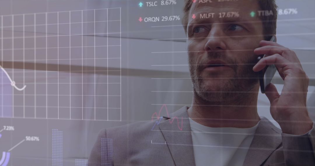 Businessman Discussing Stock Market Trends on Phone