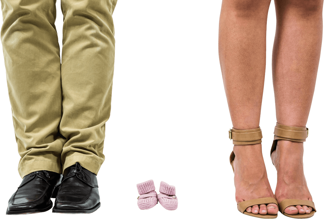 Transparent Expectant Parents with Baby Shoes