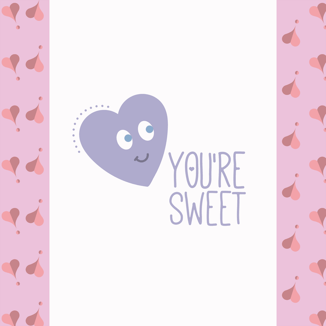 Cute Heart with Text 'You're Sweet' on Transparent Background