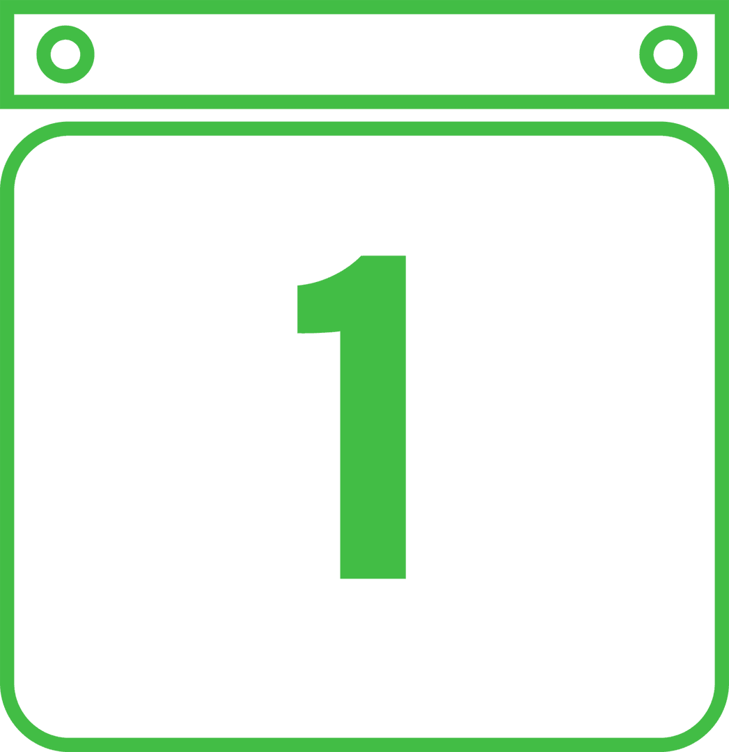 Green Number One on Transparent Background Design