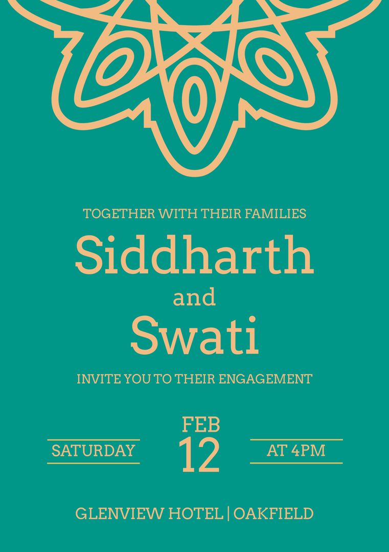 Elegant Engagement Invitation with Intricate Design - Download Free Stock Templates Pikwizard.com