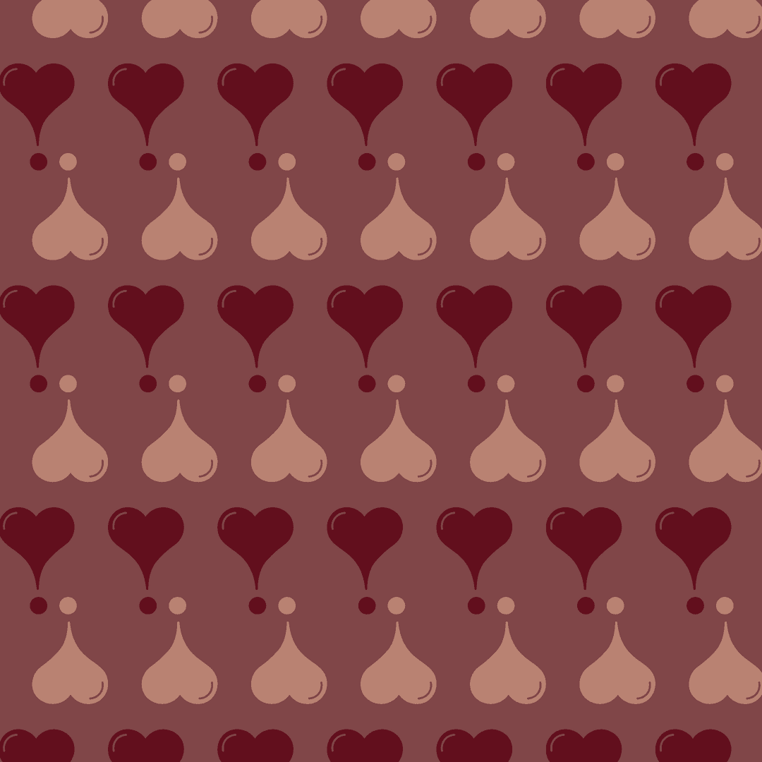 Seamless Brown Heart Pattern on Transparent Background