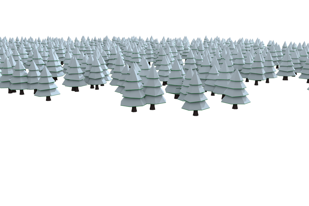 Winter Trees with Snow in Minimalistic Transparent Vector Style