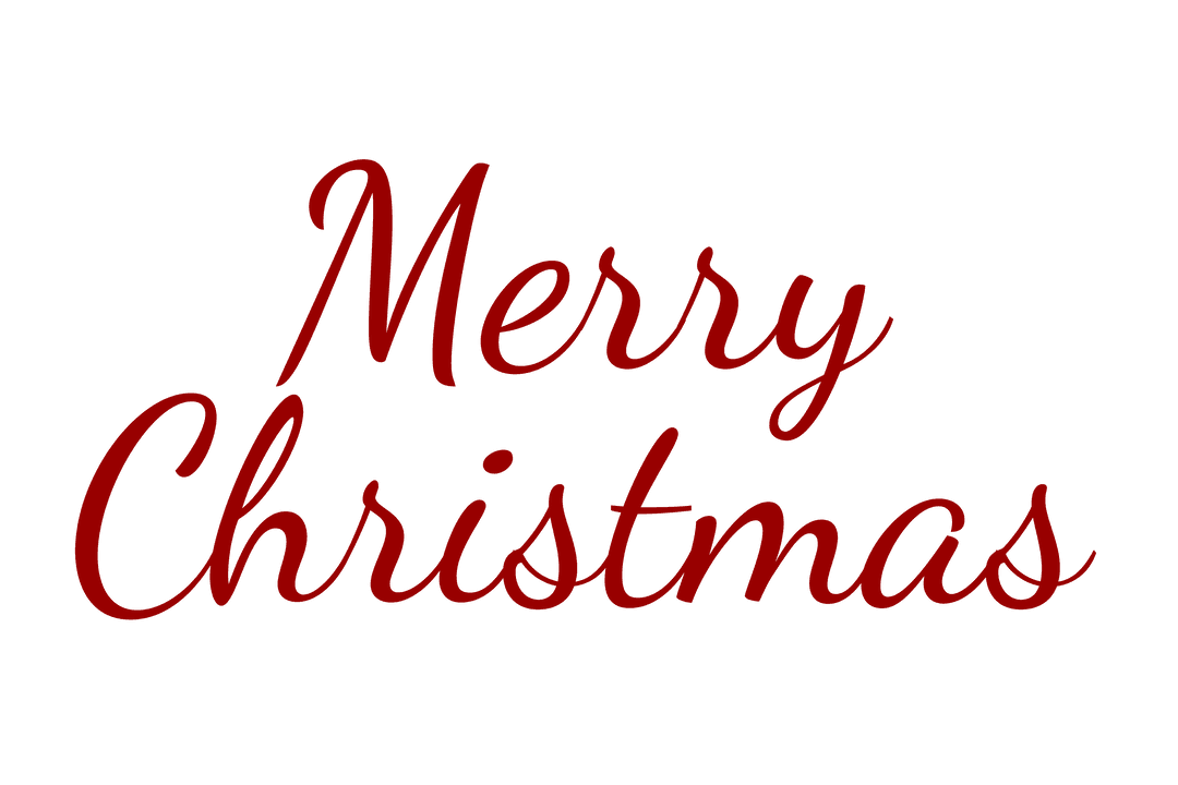 Merry Christmas Text on Transparent Background Festive Design