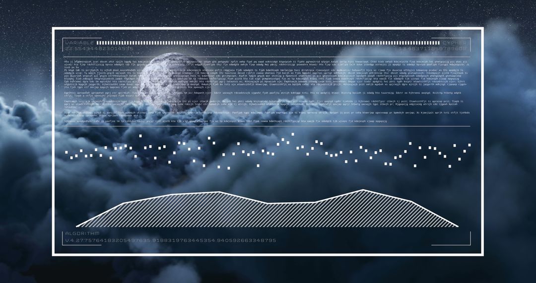 Digital Financial Data Interface Overlaying Night Sky