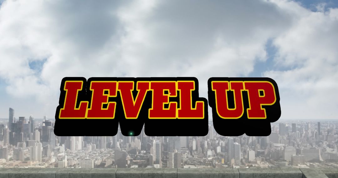Elevate with Level Up Text Over Urban Cityscape