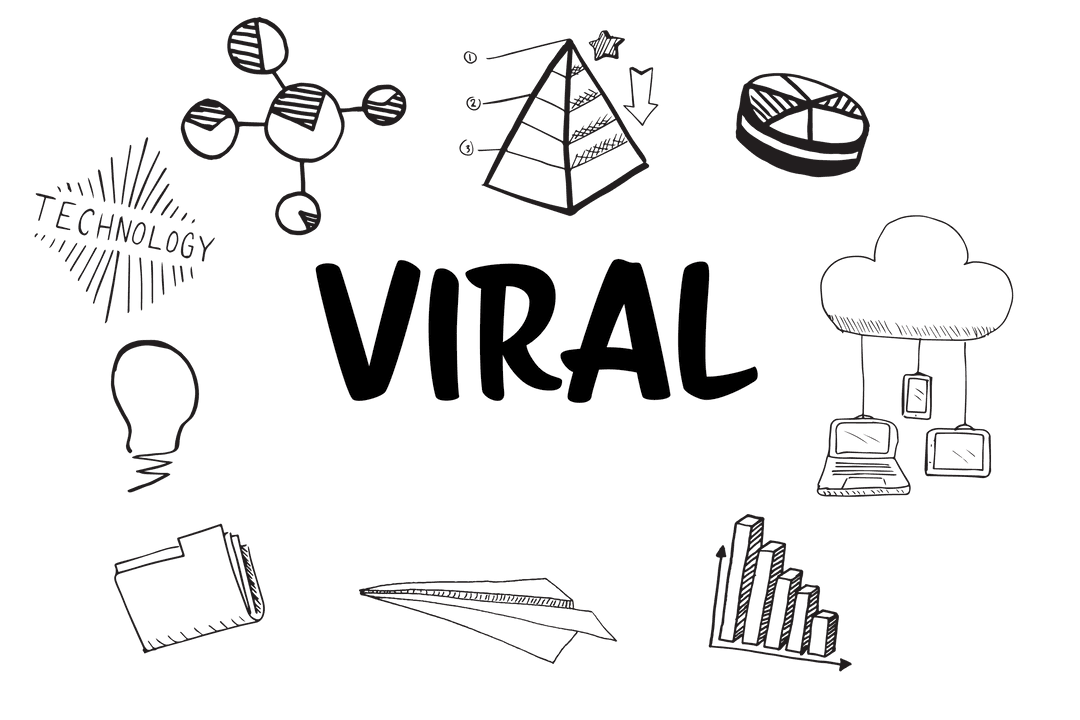 Viral Text with Networking Elements on Transparent Background
