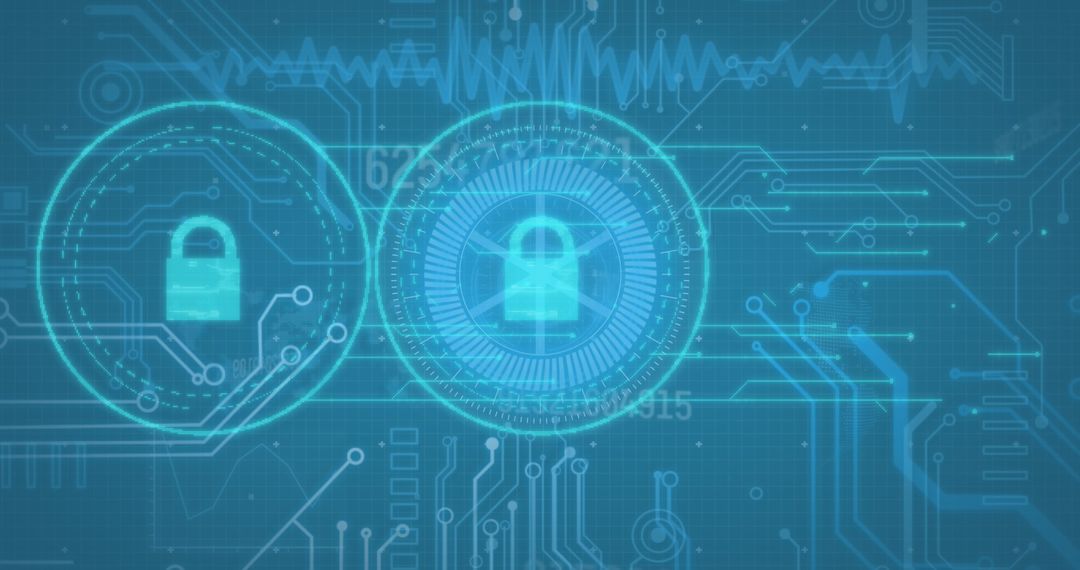 Futuristic Cyber Security Digital Interface with Padlock Symbols