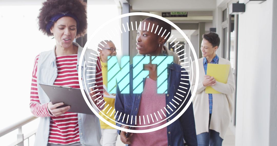 Diverse Business Professionals Discussing Innovative NFT Technology